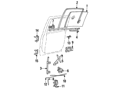 1994 GMC K1500 Suburban Front Door Weatherstrip, Rear Side Door Window Diagram for 15018504