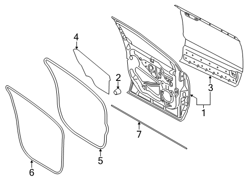 2019 Ford Edge Front Door Door Weatherstrip Diagram for FT4Z-5820531-A