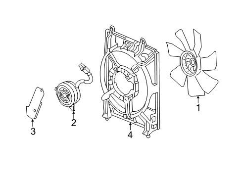 2012 Honda Civic A/C Condenser Fan Protector, Fan Motor Diagram for 38619-R1A-A01