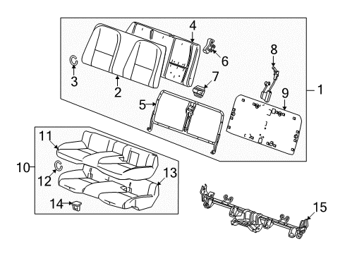 2015 Chevrolet Camaro Rear Seat Components Seat Cushion Pad Diagram for 92230537