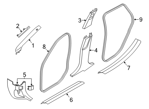 2018 BMW X1 Interior Trim - Pillars, Rocker & Floor LEFT COLUMN A COVER Diagram for 51437407859