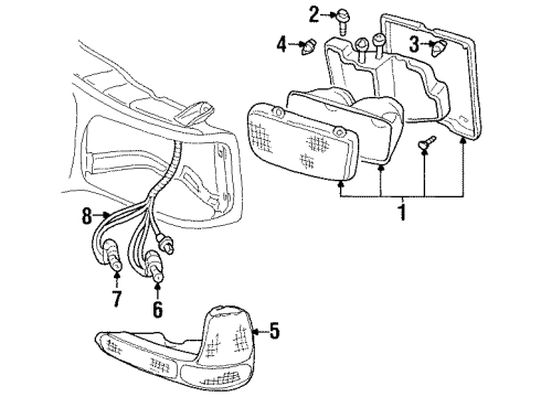 1999 GMC Yukon Headlamp Components, Park & Signal Lamps, Side Marker Lamps Capsule/Headlamp/Fog Lamp Headlamp Diagram for 15738657