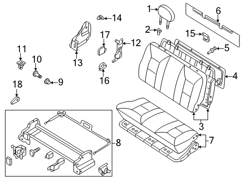 2000 Nissan Quest Rear Seat Components Cushion Assy-3RD Seat Diagram for 89300-7B302