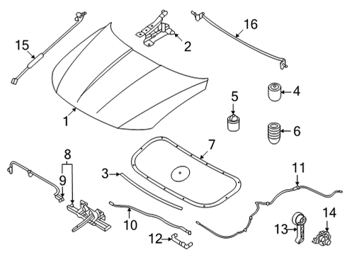 2022 Hyundai Tucson Hood & Components CABLE ASSY-HOOD LATCH RELEASE Diagram for 81190-N9010