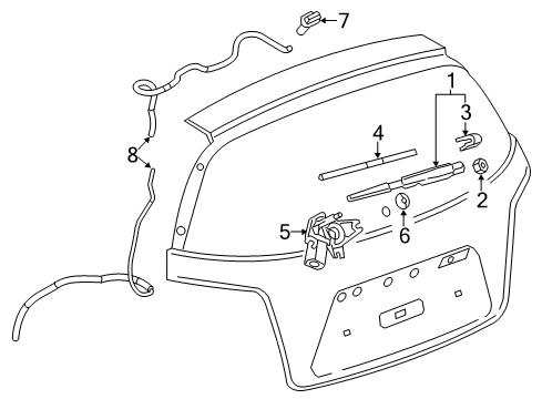 2017 Chevrolet Sonic Lift Gate - Wiper & Washer Components Washer Nozzle Diagram for 95211566