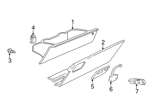 2005 Buick Park Avenue Glove Box Latch Asm, Instrument Panel Compartment Door (W/Rod) Diagram for 25736913