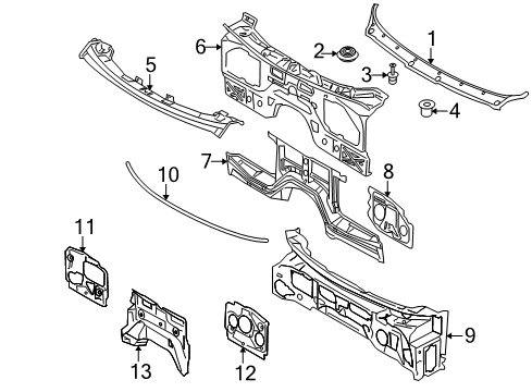 2013 BMW X6 Cowl Cover, Windscreen Panel Diagram for 51717151969