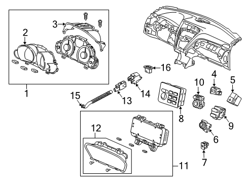 2012 Acura ZDX Ignition Lock Switch Assembly, Remote Control Mirror Diagram for 35190-SZN-A01