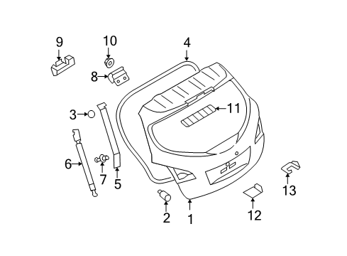 2009 Nissan Murano Lift Gate Plate-Back Door Diagram for 90139-1AA0A