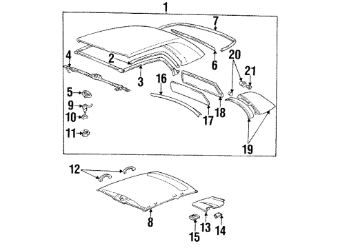 1995 BMW 325i Top & Components Handle Diagram for 54318163672