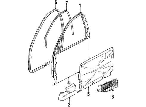 1999 Saturn SC2 Door & Components Weatherstrip, Front Side Door Window Diagram for 21171283