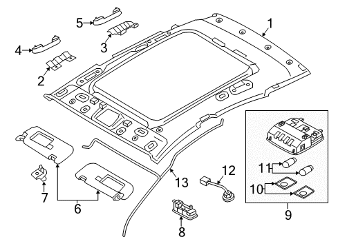 2017 Hyundai Elantra GT Interior Trim - Roof Microphone-Handsfree Diagram for 96575-3X300-TX