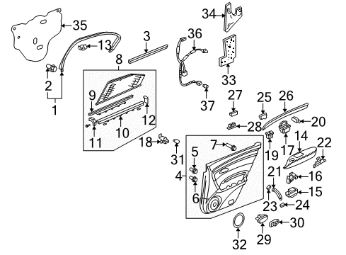 2005 Acura RL Rear Door Switch Assembly, Left Rear Power Window (Dark Silver) Diagram for 35780-SJA-A02ZA