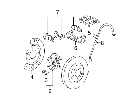 2010 Buick Lucerne Front Brakes Caliper Support Diagram for 25983766