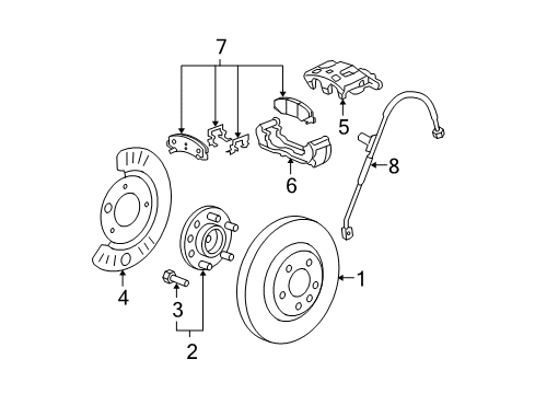 2010 Buick Lucerne Front Brakes Brake Hose Diagram for 19366720