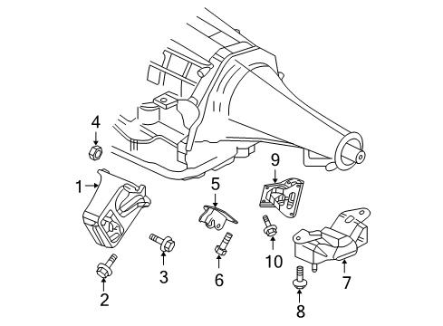 2005 Dodge Ram 1500 Engine & Trans Mounting Bracket-Transmission Mount Diagram for 52020853AB