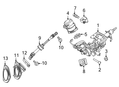 2022 Lexus RX450hL Steering Column Assembly Shield, Steering Column Hole Diagram for 45254-48090