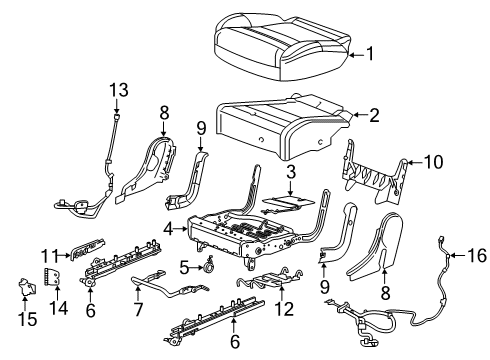 2020 Cadillac XT6 Heated Seats Seat Cushion Pad Diagram for 84750890