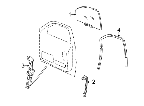 2006 Jeep Commander Front Door Channel-Front Door Glass Diagram for 55396541AB