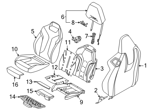 2020 BMW M8 Heated Seats HEATER ELEMENT FOR SPORT BAC Diagram for 52108747003