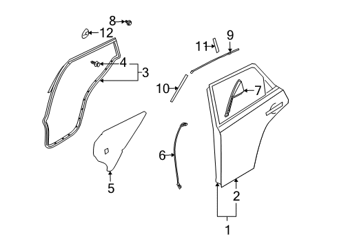 2005 Infiniti FX45 Rear Door Seal-Rear Door Partition, LH Diagram for 82839-CG000