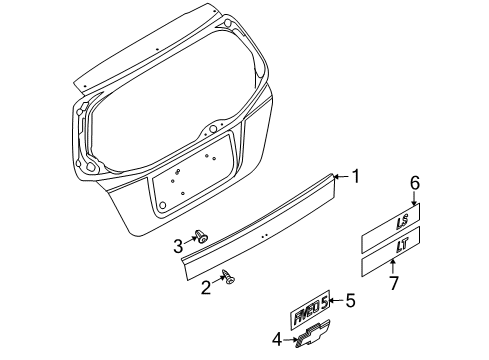 2009 Chevrolet Aveo5 Exterior Trim - Lift Gate Trim Molding Nut Diagram for 94515289