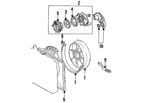 1994 Toyota T100 Water Pump, Cooling Fan Shroud Sub-Assy, Fan Diagram for 16711-65040