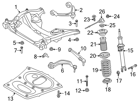 2015 BMW M6 Gran Coupe Front Suspension Components, Lower Control Arm, Upper Control Arm, Ride Control, Stabilizer Bar Coil Spring, Front Diagram for 31332284569