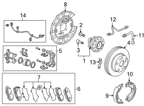 2010 Acura MDX Parking Brake Disk, Rear Brake Drum (Inner) Diagram for 42510-TK8-A01