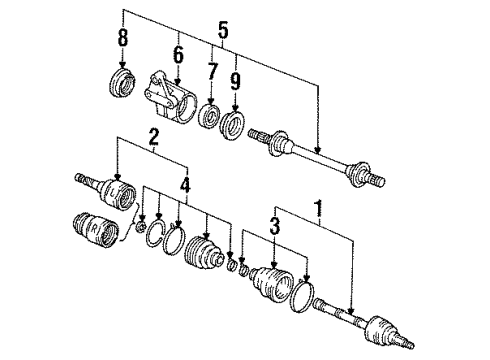 1993 Ford Probe Drive Axles - Front Intermed Shaft Diagram for F32Z3A329D