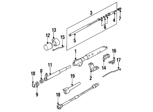 1991 Oldsmobile Bravada Steering Column Intermediate Steering Shaft Assembly & Bolt Kit Diagram for 26014083