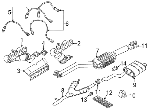 2003 BMW 525i Exhaust Manifold Rear Muffler Diagram for 18101440361