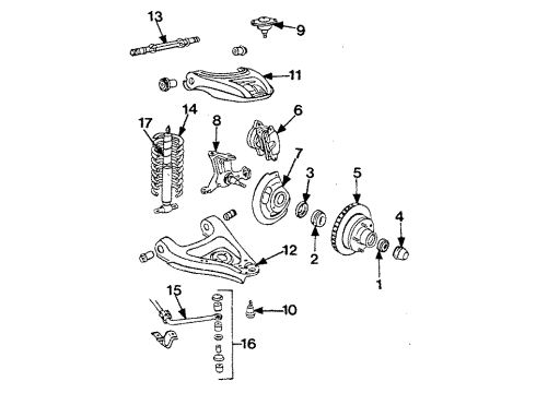 1985 Oldsmobile Custom Cruiser Front Suspension Components, Lower Control Arm, Upper Control Arm Shaft-Front Stabilizer 28Mm Diagram for 14094340