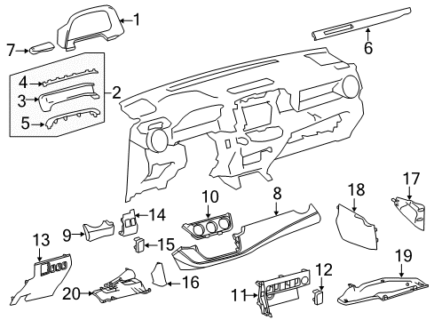 2016 Toyota RAV4 Cluster & Switches, Instrument Panel Under Cover Diagram for 55607-0R010