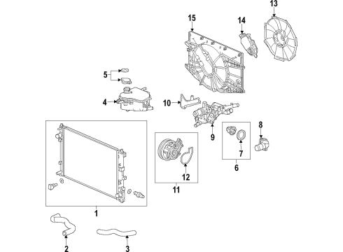 2018 Honda Civic Cooling System, Radiator, Water Pump, Cooling Fan Motor, Cooling Fan Diagram for 19030-5AA-A01