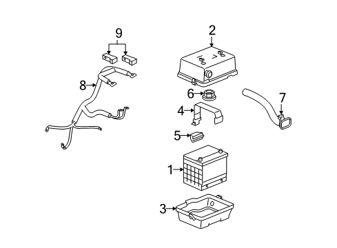 2008 Hummer H3 Battery Strap Asm-Battery Hold Down Diagram for 25990118