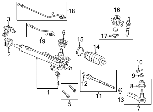 2015 Honda Odyssey Steering Column & Wheel, Steering Gear & Linkage Joint Set, Ball (Inner) Diagram for 53010-TK8-A01