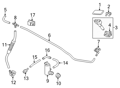 2015 Lexus GX460 Headlamp Washers/Wipers Hose Diagram for 90075-15070