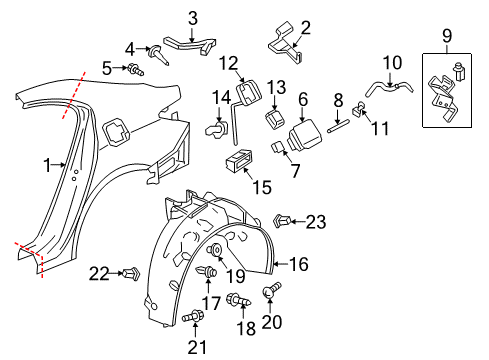 2015 Acura TLX Quarter Panel & Components Air Outlet Assy, R Diagram for 75450-T2A-A01
