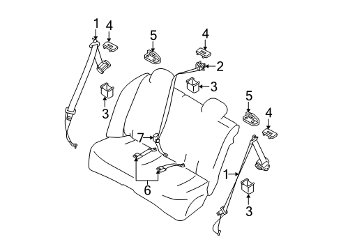 Diagram for 2009 Nissan Versa Seat Belt 