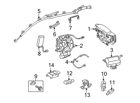 2012 Toyota Matrix Air Bag Components Side Sensor Diagram for 89831-02120