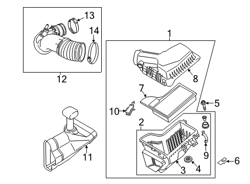 2022 Ford Mustang Air Intake Air Cleaner Assembly Diagram for JR3Z-9600-A