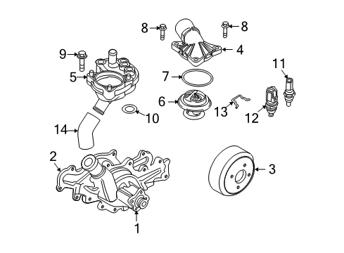 2011 Ford Ranger Senders Water Pump Assembly Diagram for 6L2Z-8501-A
