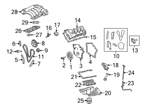 2009 Chrysler Sebring Engine Parts, Mounts, Cylinder Head & Valves, Camshaft & Timing, Oil Cooler, Oil Pan, Oil Pump, Crankshaft & Bearings, Pistons, Rings & Bearings Tube-Engine Oil Indicator Diagram for 4892058AB