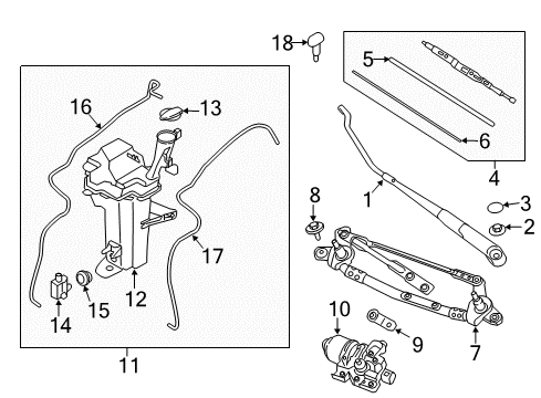 2018 Kia Rio Wiper & Washer Components Windshield Reservoir Assembly Diagram for 98620H9000