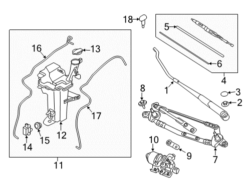 2019 Kia Rio Wiper & Washer Components Rear Wiper Blade Assembly Diagram for 98850-H9000