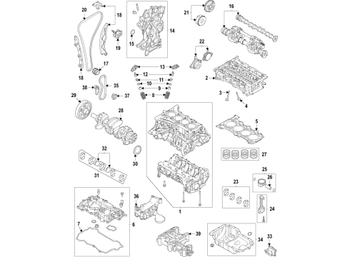 2020 Hyundai Sonata Engine Parts, Mounts, Cylinder Head & Valves, Camshaft & Timing, Variable Valve Timing, Oil Cooler, Oil Pan, Oil Pump, Balance Shafts, Crankshaft & Bearings, Pistons, Rings & Bearings Cover Assembly-Timing Chain Diagram for 21350-2S000