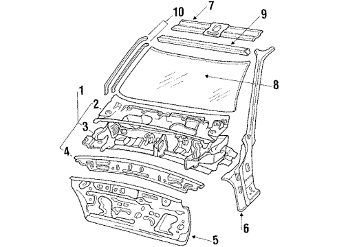 1989 Mitsubishi Precis Windshield Glass, Cowl Windshield Washer Motor & Pump Assembly Diagram for 98510-14000