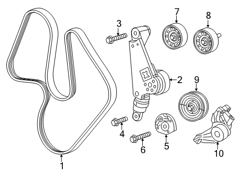 2014 Jeep Wrangler Belts & Pulleys Bracket-TENSIONER Support Diagram for 4627052AA