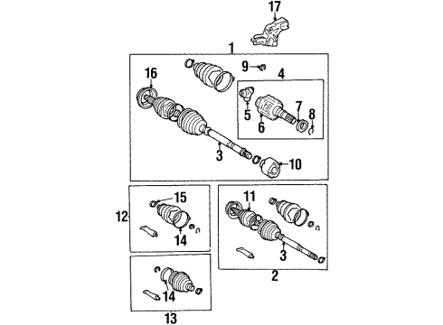 2000 Chevrolet Prizm Axle Shaft - Front Joint Kit, Front Wheel Drive Shaft Tri-Pot Diagram for 26055760